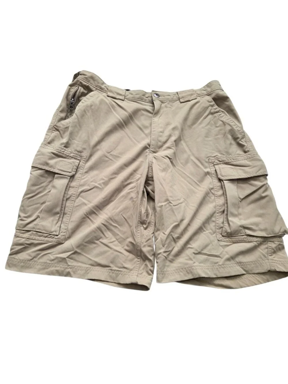 Duluth Trading Shorts Mens XL Beige Cargo Nylon Hiking Outdoors Stretch